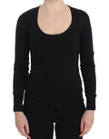 Pull-over en cachemire noir Dolce & Gabbana, vêtement à col ras du cou, doux et élégant, porté sur un mannequin.