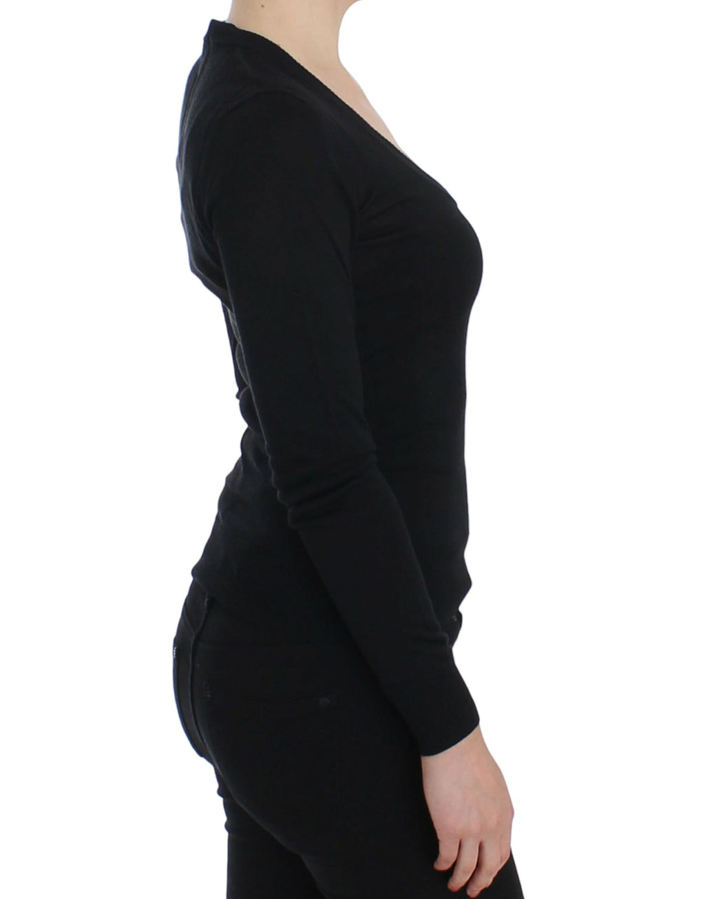Pull en cachemire noir Dolce & Gabbana à col rond, doux et élégant, pour un style sophistiqué.