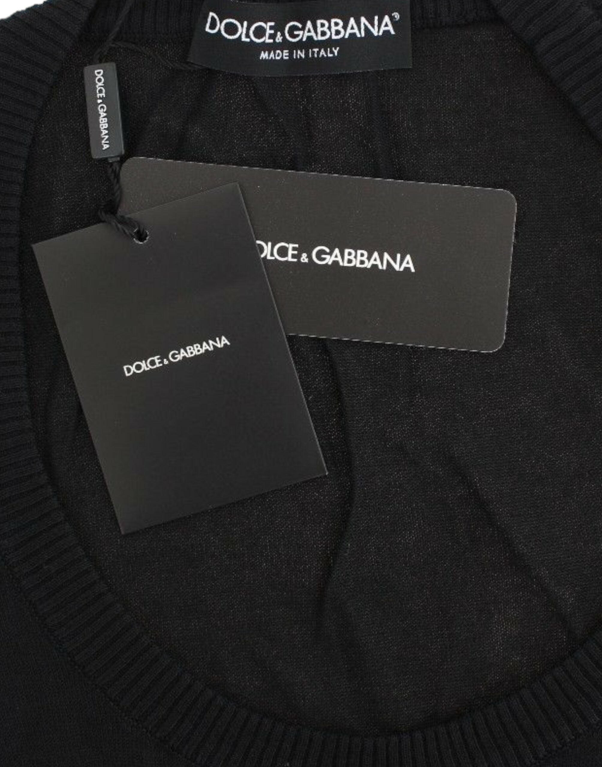 Pull-over Dolce & Gabbana en cachemire noir à col rond, douceur et élégance pour un style sophistiqué.