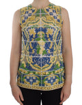 Pull en tricot Dolce & Gabbana multicolore avec broderies majolique, détails colorés et motif élaboré.