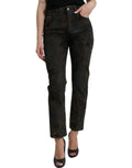 Jeans en denim marron Dolce & Gabbana Boyfriend taille moyenne en coton, vue de face.