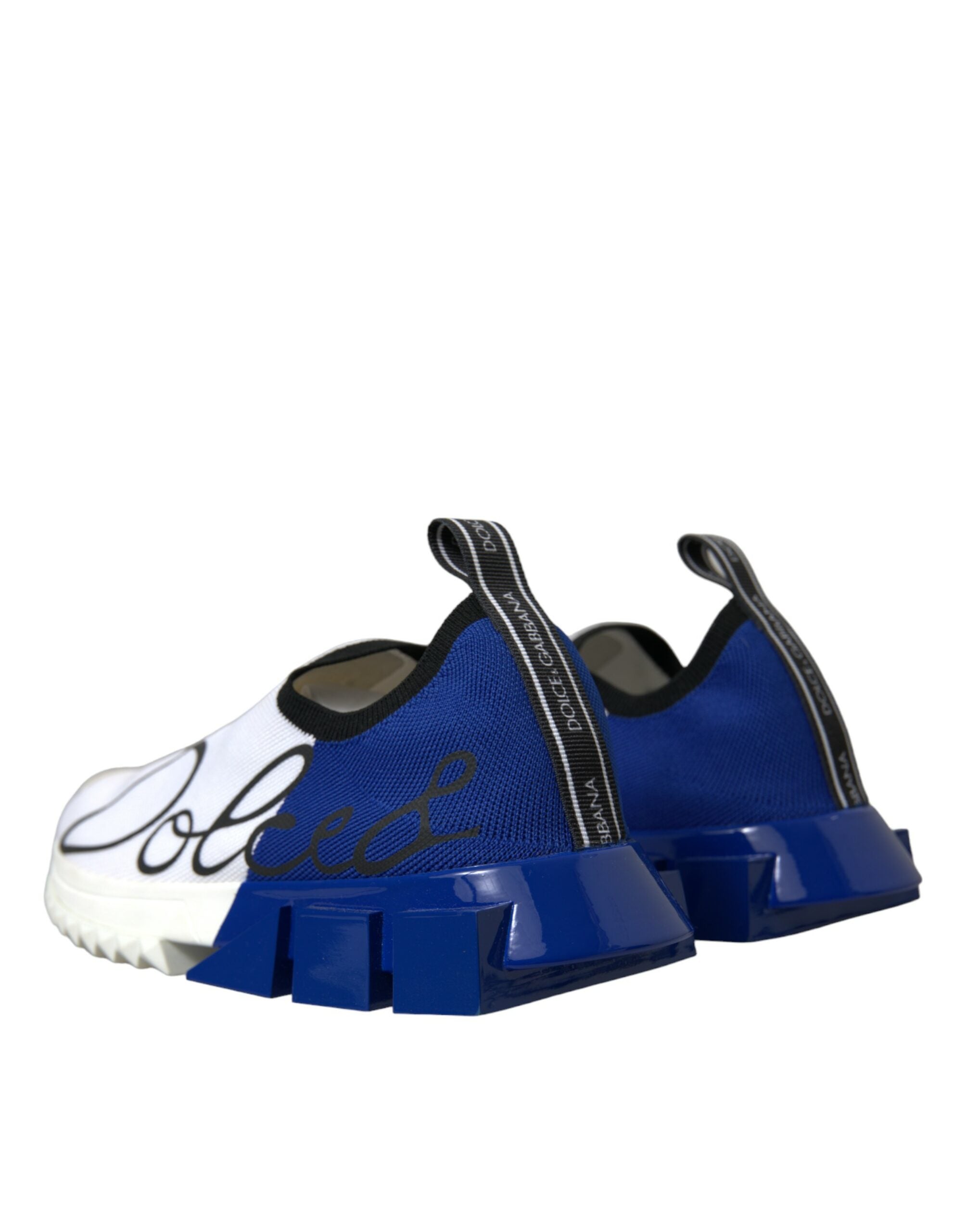 Chaussures casual basses Dolce & Gabbana Sorrento blanches et bleues pour homme, vue de face.