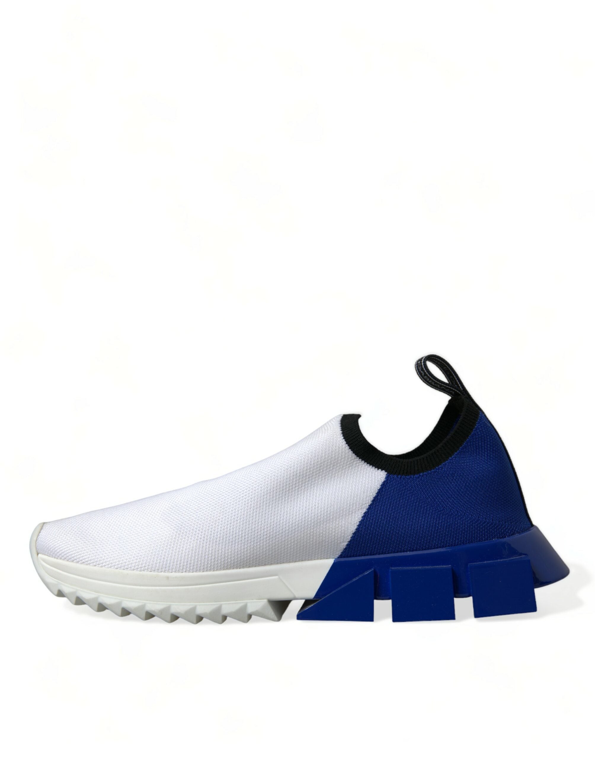 Baskets décontractées basses Dolce & Gabbana Sorrento blanches et bleues pour hommes, vue de face.