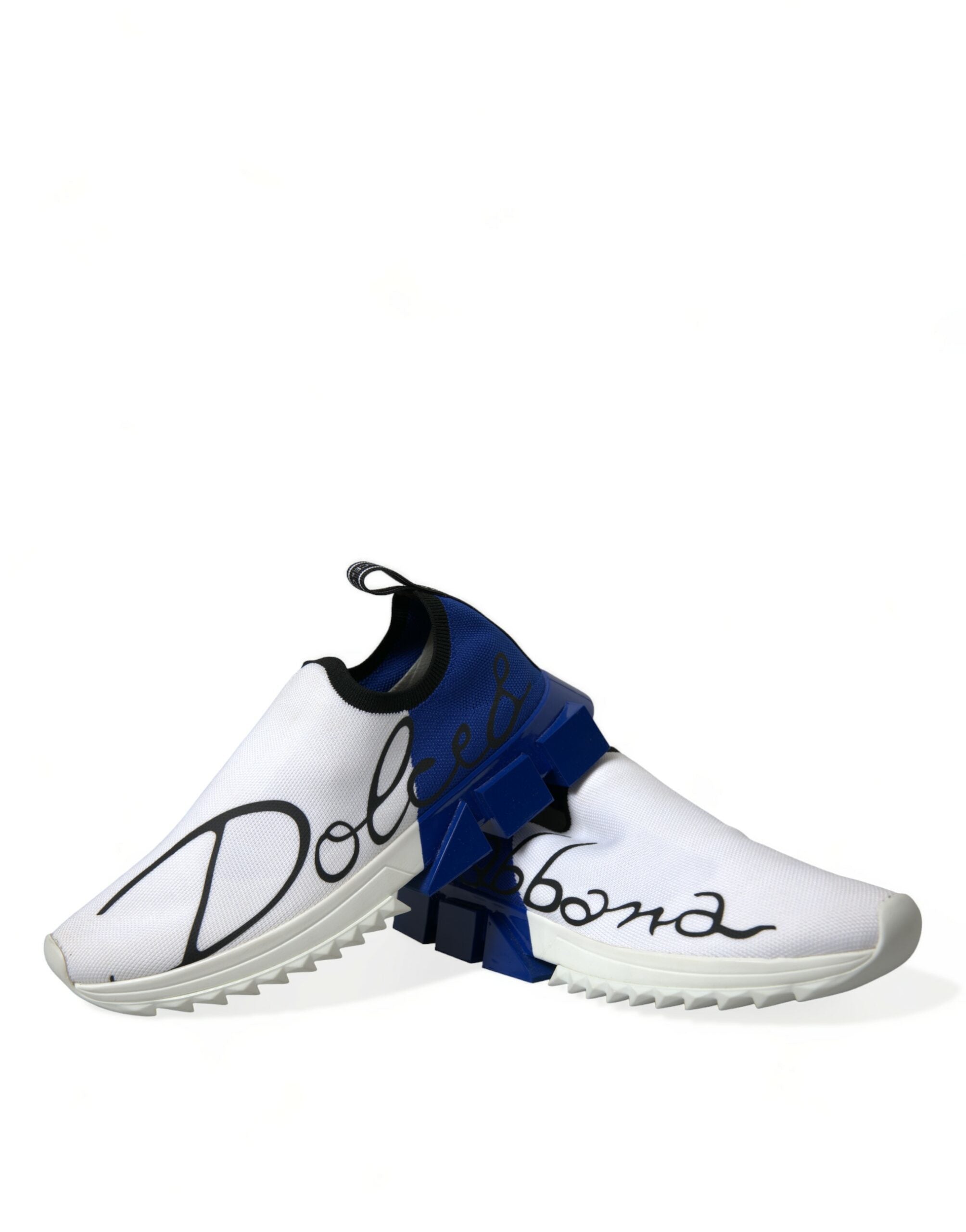 Chaussures de sport basses Dolce & Gabbana Sorrento blanches et bleues pour hommes, chaussures casual élégantes.