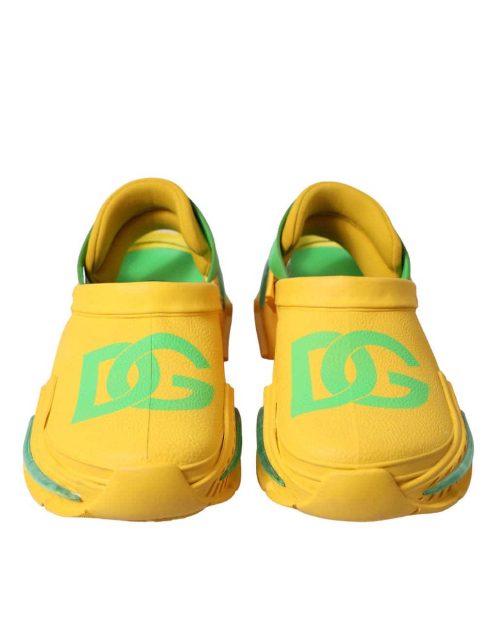 Sabots pour hommes Dolce & Gabbana en caoutchouc jaune et vert, chaussures confortables et colorées.