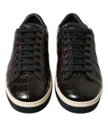 Chaussures sneakers décontractées pour hommes Dolce & Gabbana en cuir exotique crocodile marron.