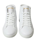 Chaussures sneakers hautes pour hommes Dolce & Gabbana Saint Tropez blanches, style élégant et moderne.