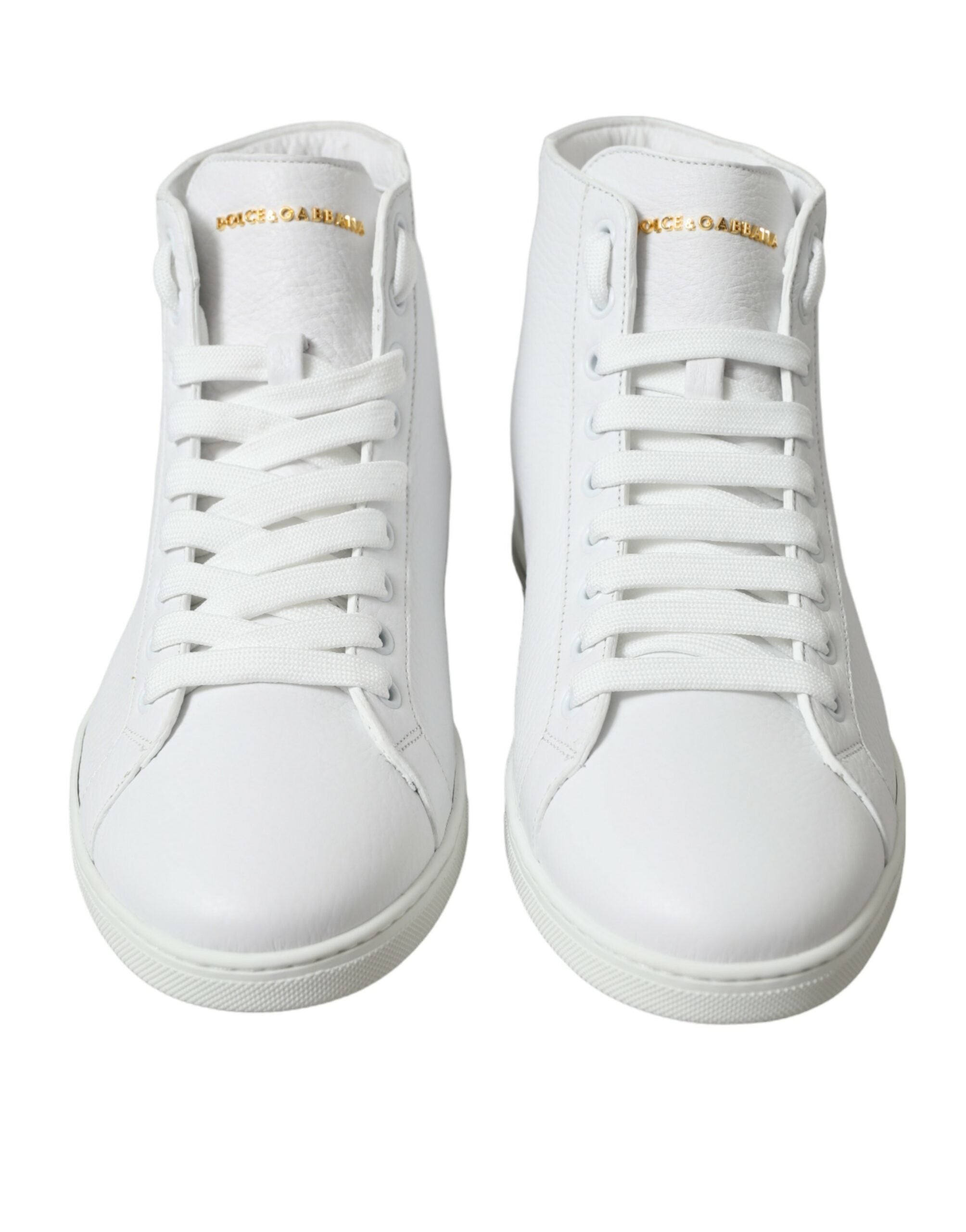 Chaussures sneakers hautes pour hommes Dolce & Gabbana Saint Tropez blanches, style élégant et moderne.