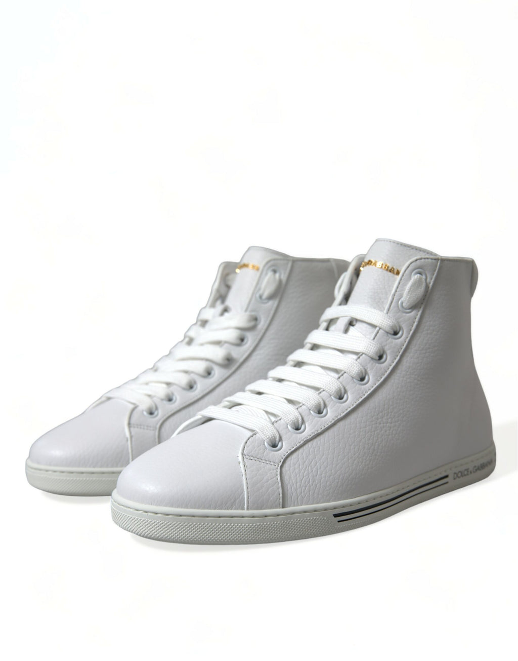 Chaussures sneakers homme Dolce & Gabbana Saint Tropez blanches à hauts talons, vue de face.