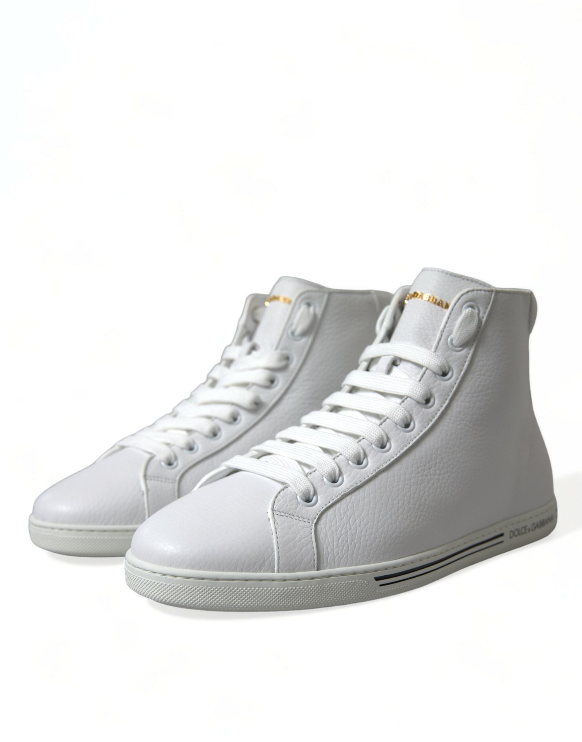 Chaussures sneakers homme Dolce & Gabbana Saint Tropez blanches à hauts talons, vue de face.