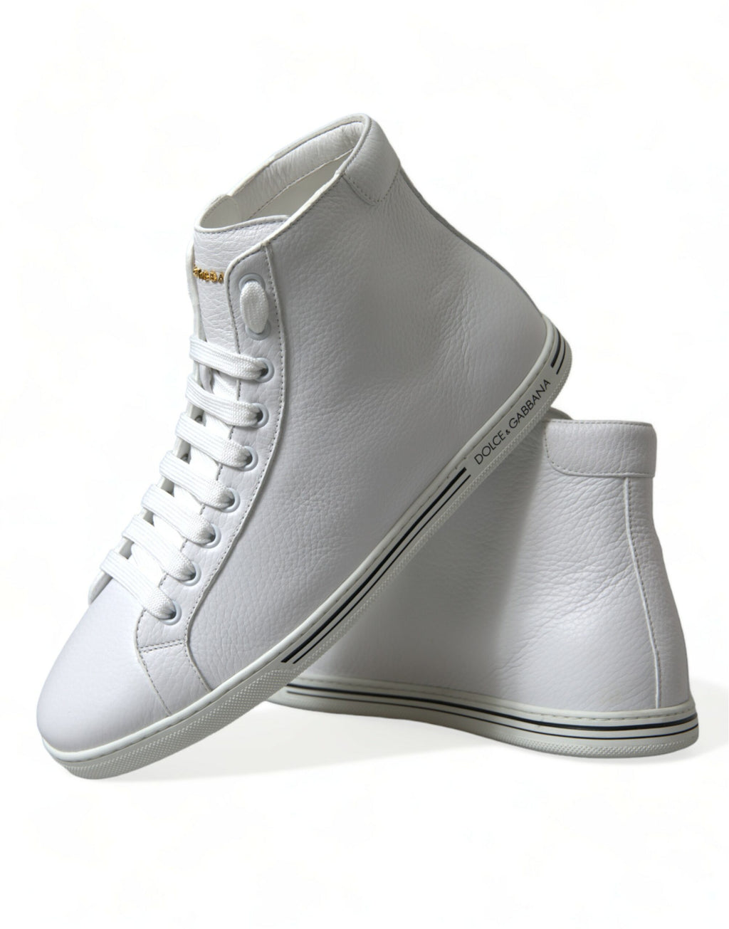 Chaussures sneakers hautes blanches Dolce & Gabbana Saint Tropez pour hommes, vue en gros plan.