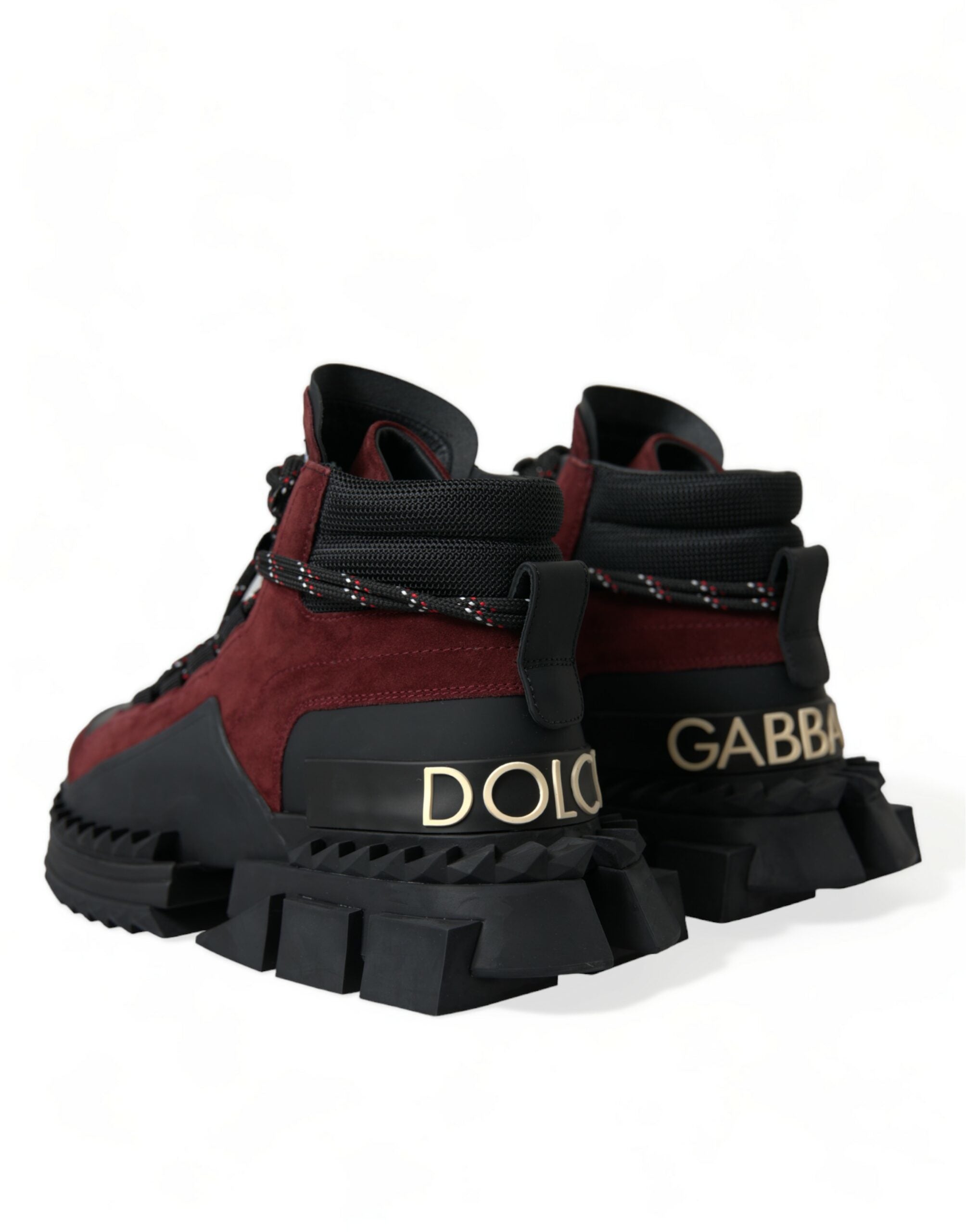 Chaussures sneakers haut de gamme Dolce & Gabbana Burgundy Super King pour homme, style haut et moderne.