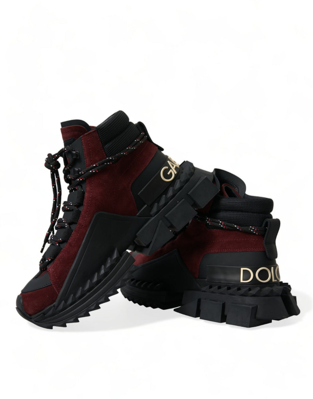 Chaussures sneakers haut de gamme Dolce & Gabbana Burgundy Super King pour homme, haut supérieur, style moderne et élégant.