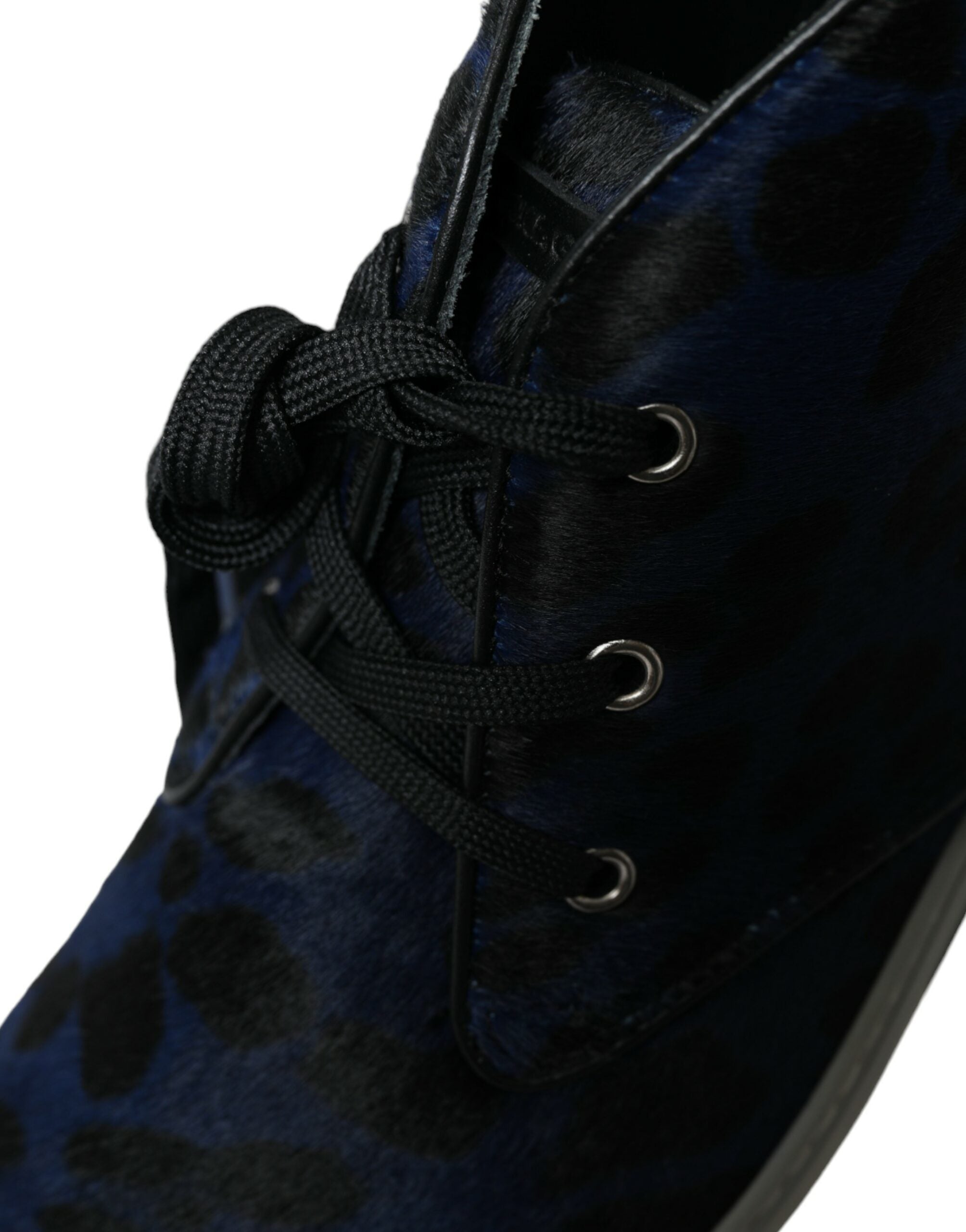 Baskets montantes en cuir de veau bleu avec motif léopard Dolce & Gabbana, sneakers tendance pour hommes et femmes