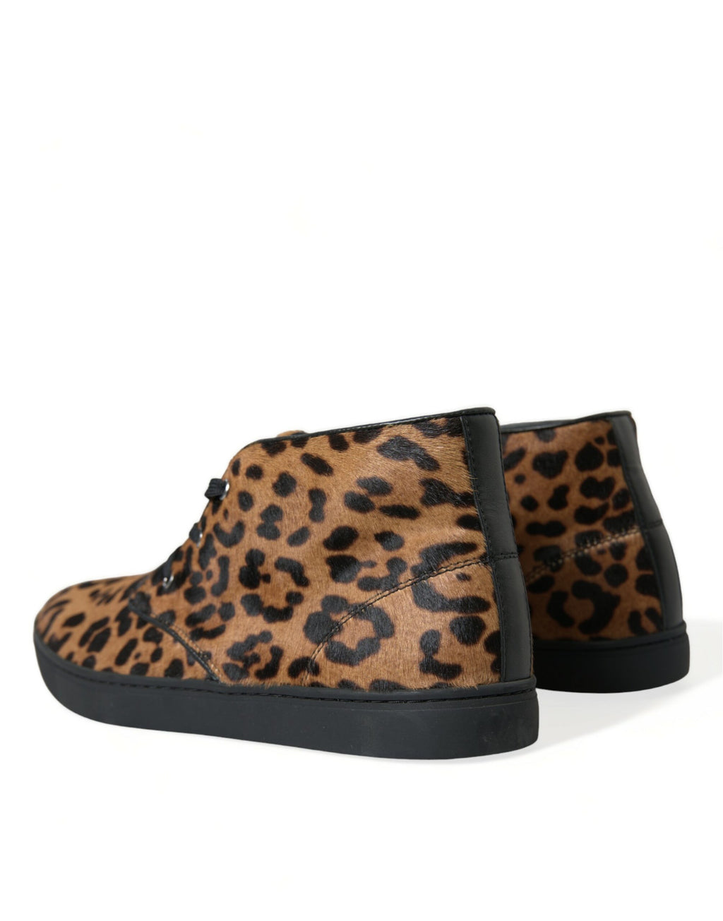 Sneakers en cuir de léopard et poils de poney marron de Dolce & Gabbana, chaussures de mode élégantes et tendance.