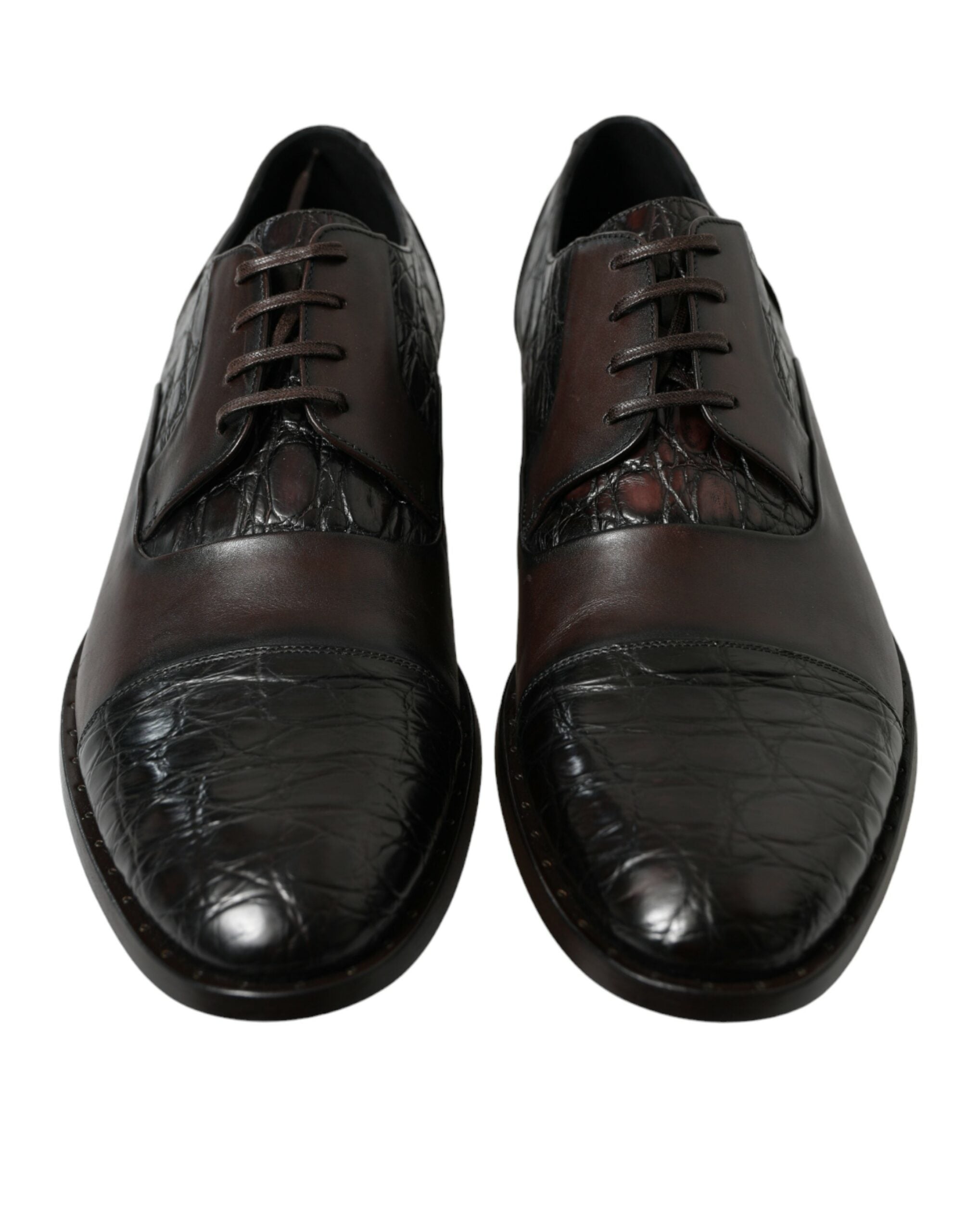 Chaussures habillées pour hommes Dolce & Gabbana en cuir exotique marron, élégantes et formelles.