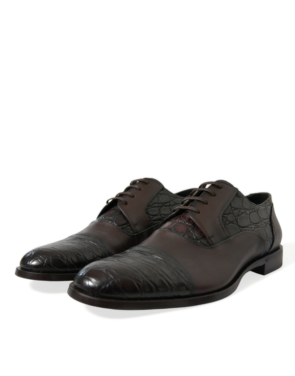 Chaussures formelles pour homme Dolce & Gabbana en cuir exotique marron, élégantes et sophistiquées.