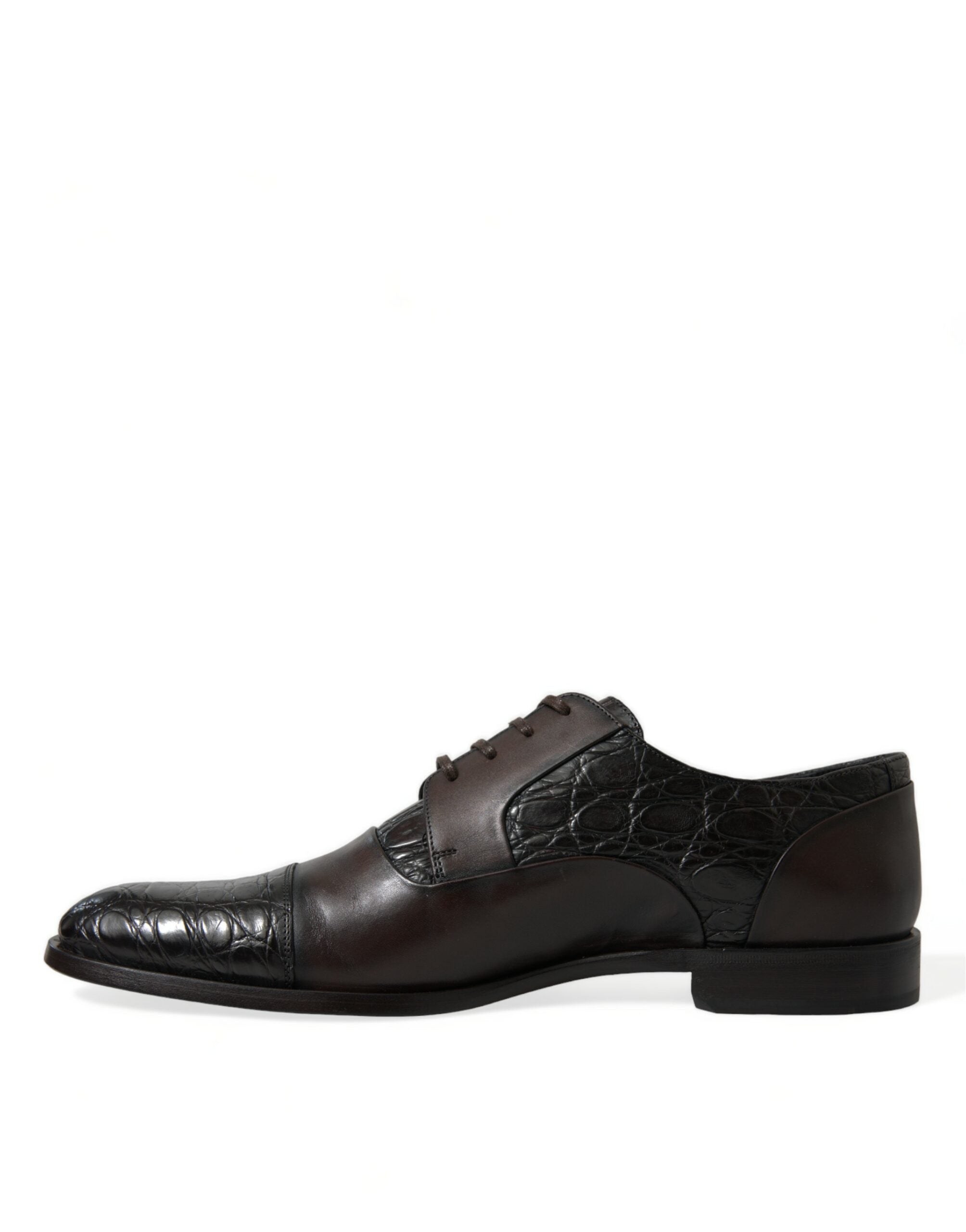 Chaussures formelles pour homme Dolce & Gabbana en cuir exotique marron, élégantes et sophistiquées.
