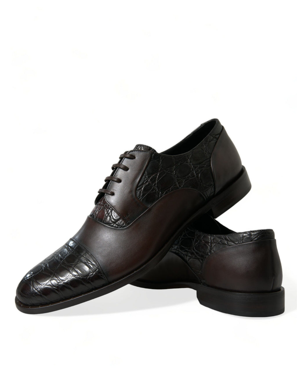 Chaussures formelles pour homme Dolce & Gabbana en cuir exotique marron, élégantes et sophistiquées.