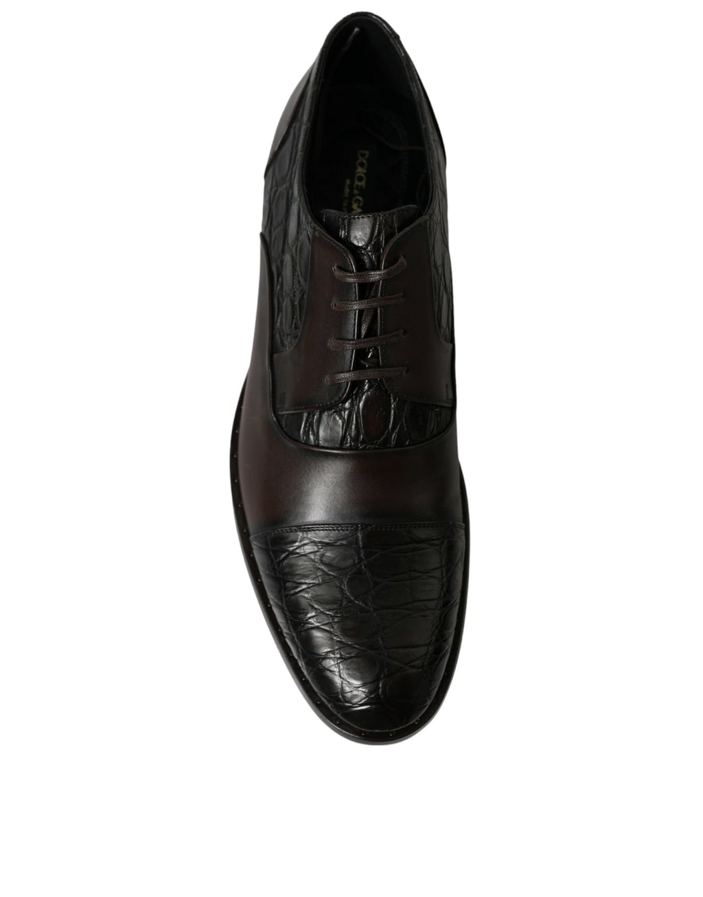 Chaussures formelles pour homme Dolce & Gabbana en cuir exotique marron, élégantes et sophistiquées.
