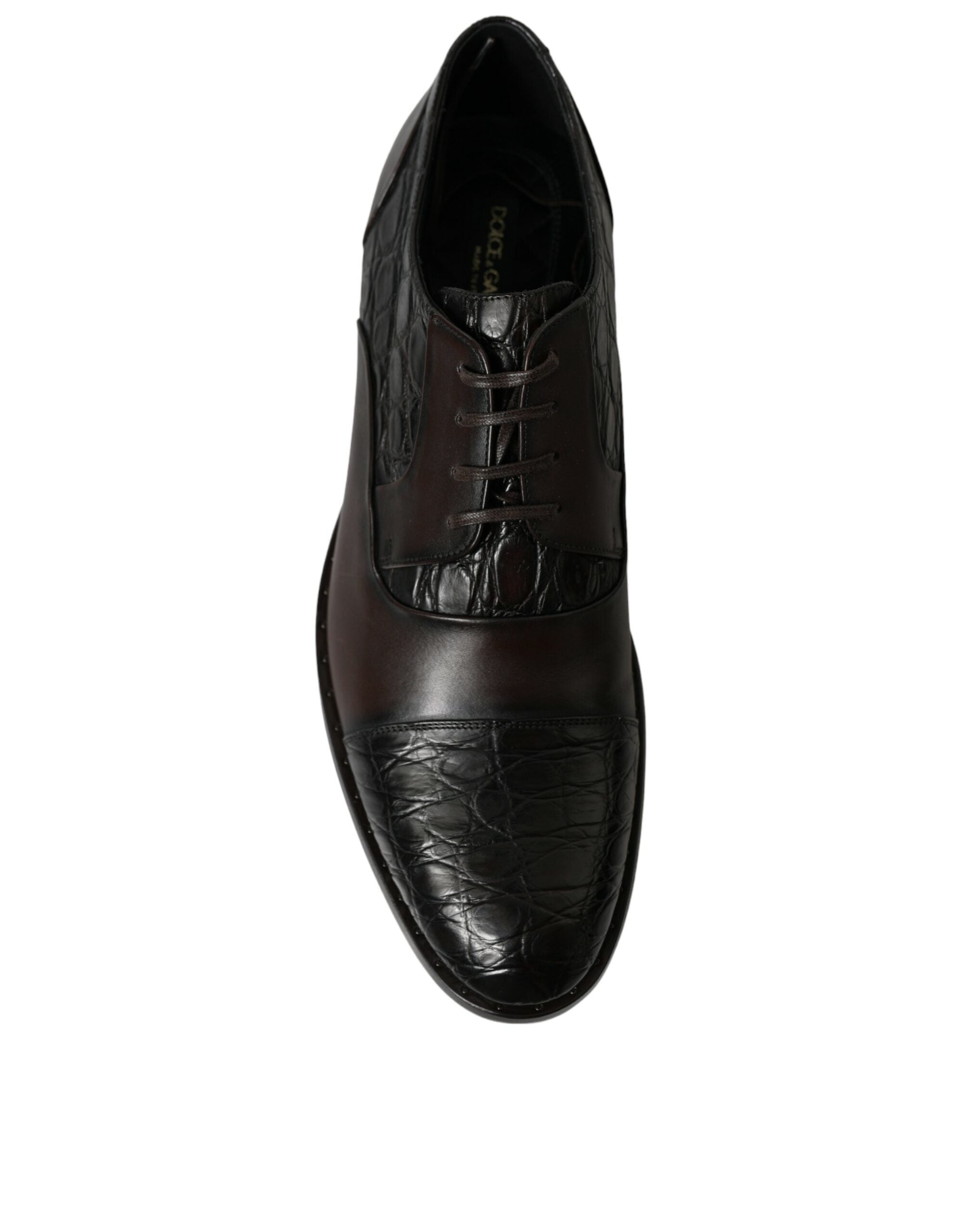 Chaussures formelles pour homme Dolce & Gabbana en cuir exotique marron, élégantes et sophistiquées.
