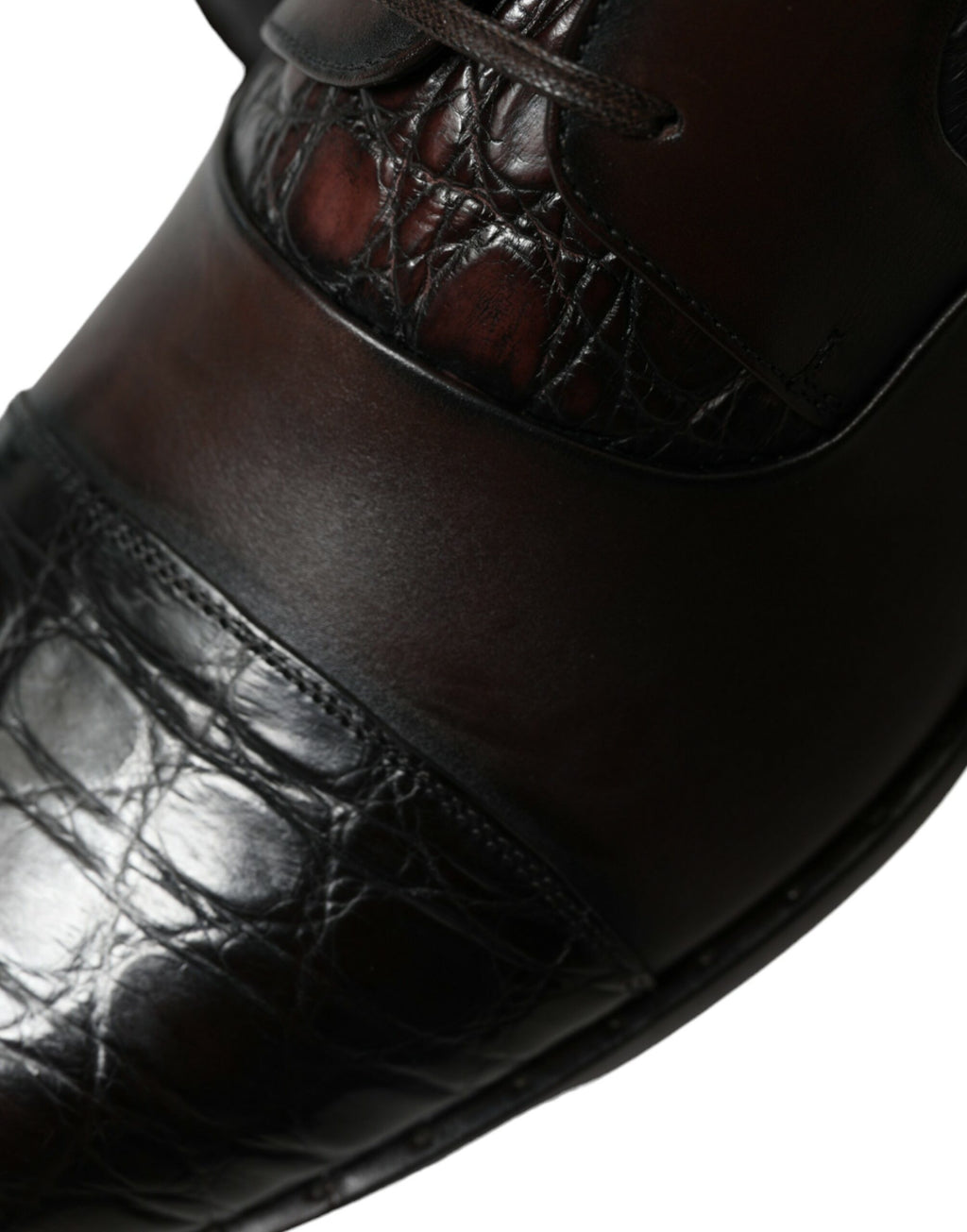 Chaussures formelles pour hommes Dolce & Gabbana en cuir exotique marron, élégantes et sophistiquées.