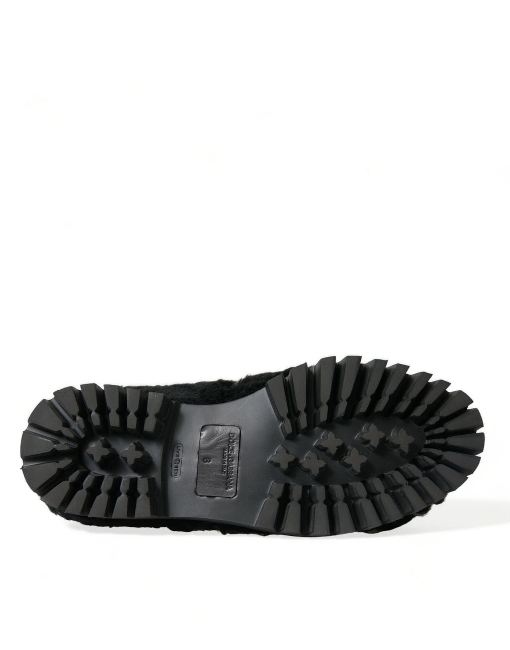 Chaussures habillées en cuir et fourrure noires Dolce & Gabbana, slippers élégants pour femme.