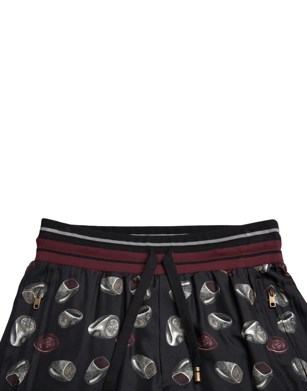 Pantalon jogging en soie noir Dolce & Gabbana, style décontracté, avec ceinture élastique et coupe confortable.