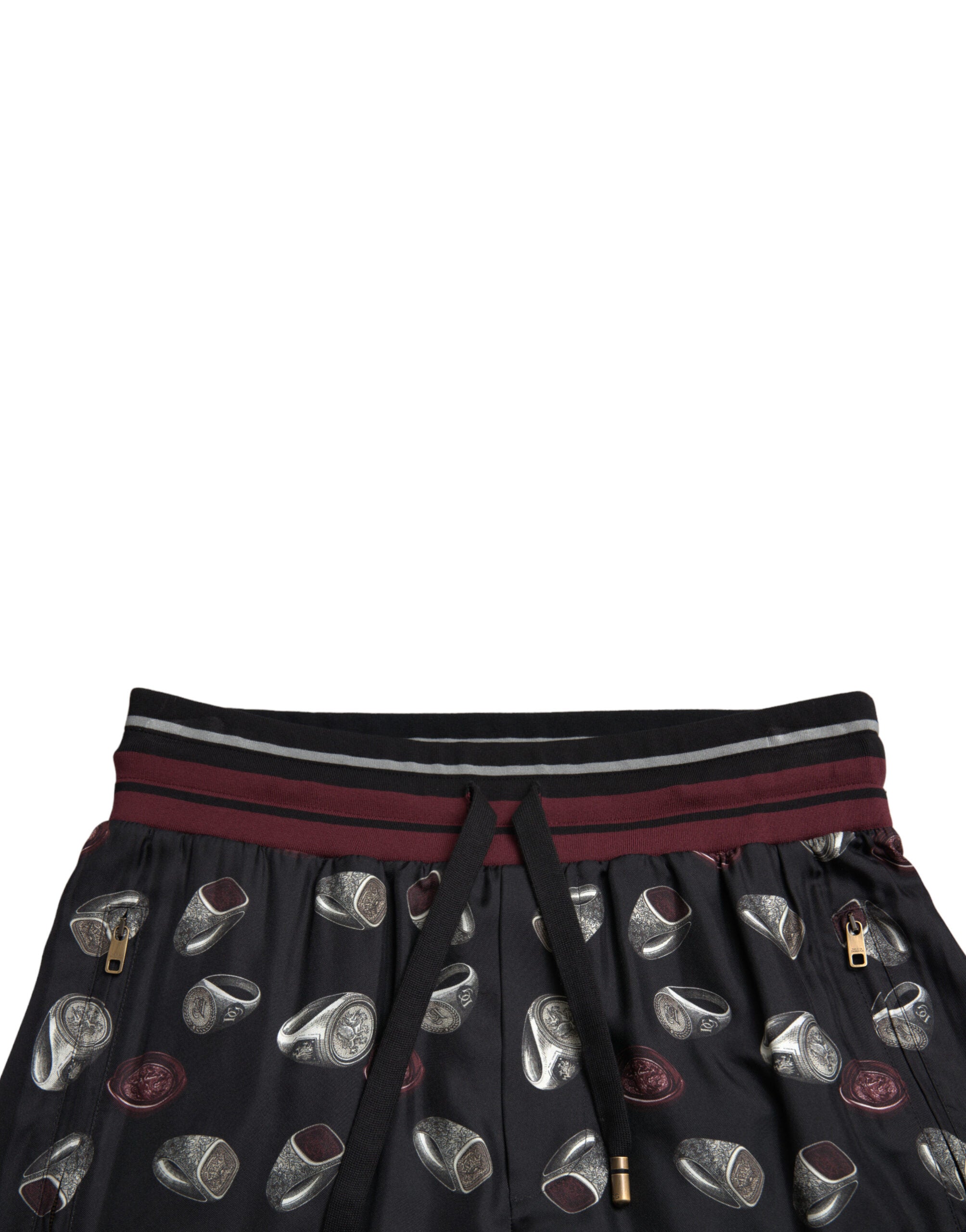 Pantalon jogging en soie noir Dolce & Gabbana, style décontracté, avec ceinture élastique et coupe confortable.