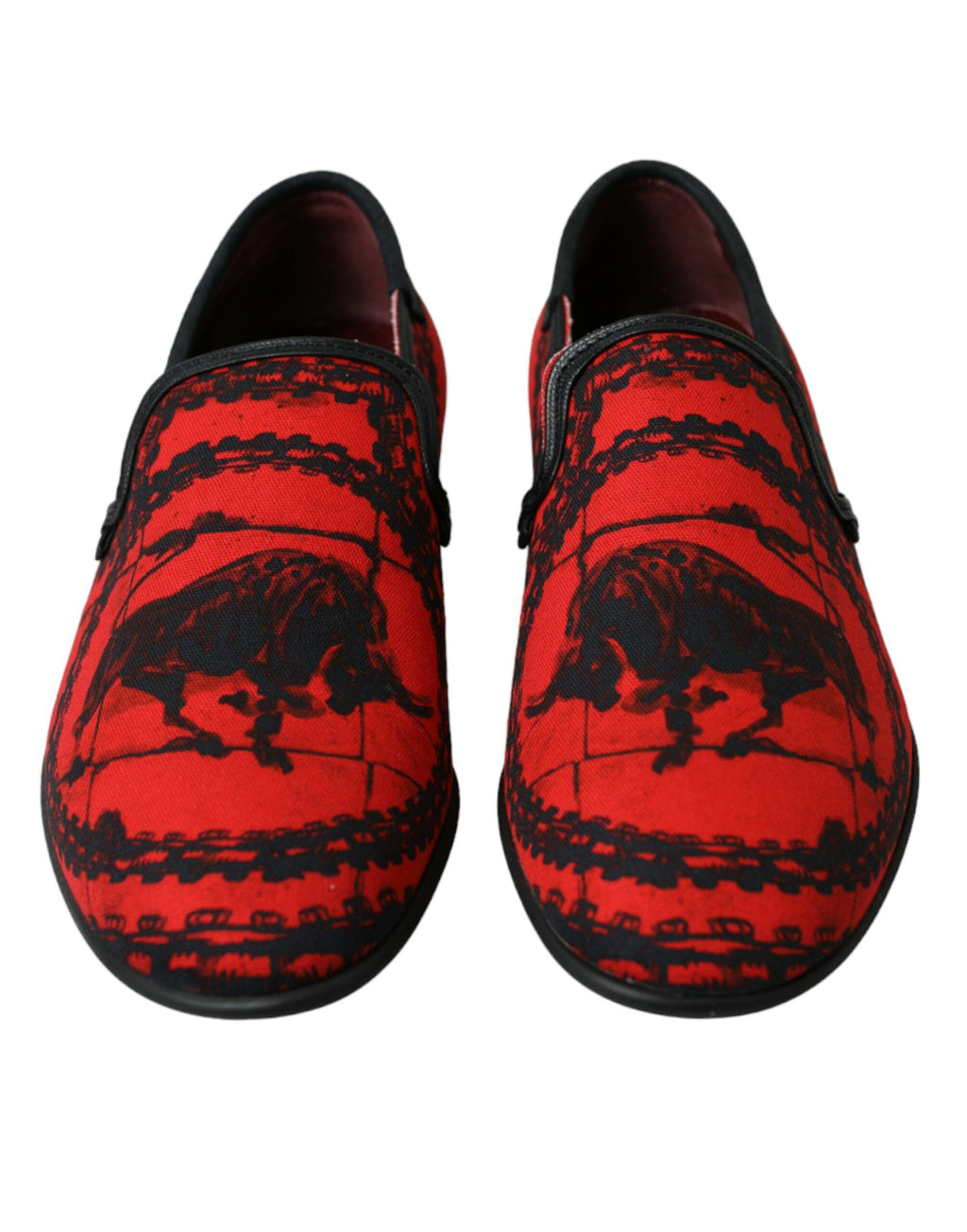 Mocassins pour hommes Dolce & Gabbana Torero en rouge et noir, chaussures élégantes avec design inspiré du torero.