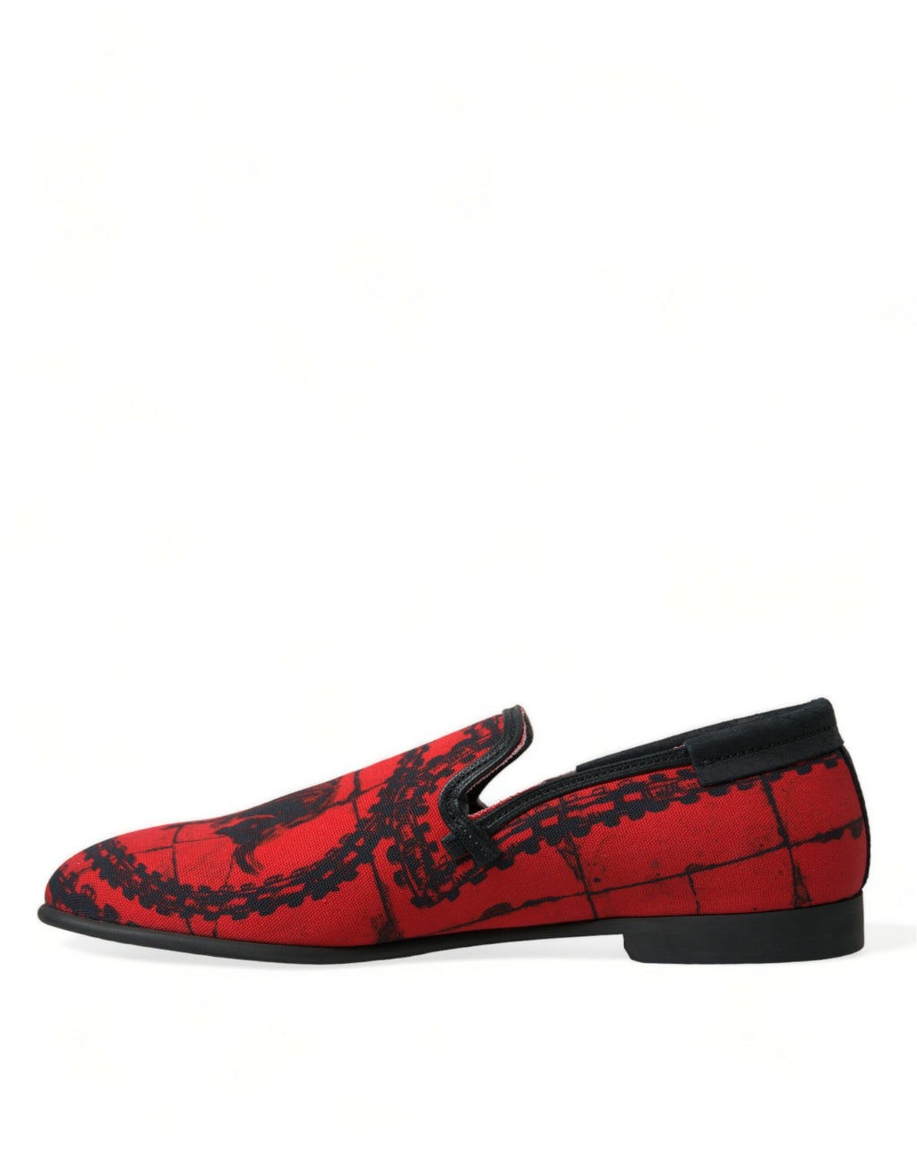 Mocassins pour homme Dolce & Gabbana Torero rouges et noirs, slippers élégants en cuir avec détails sophistiqués.
