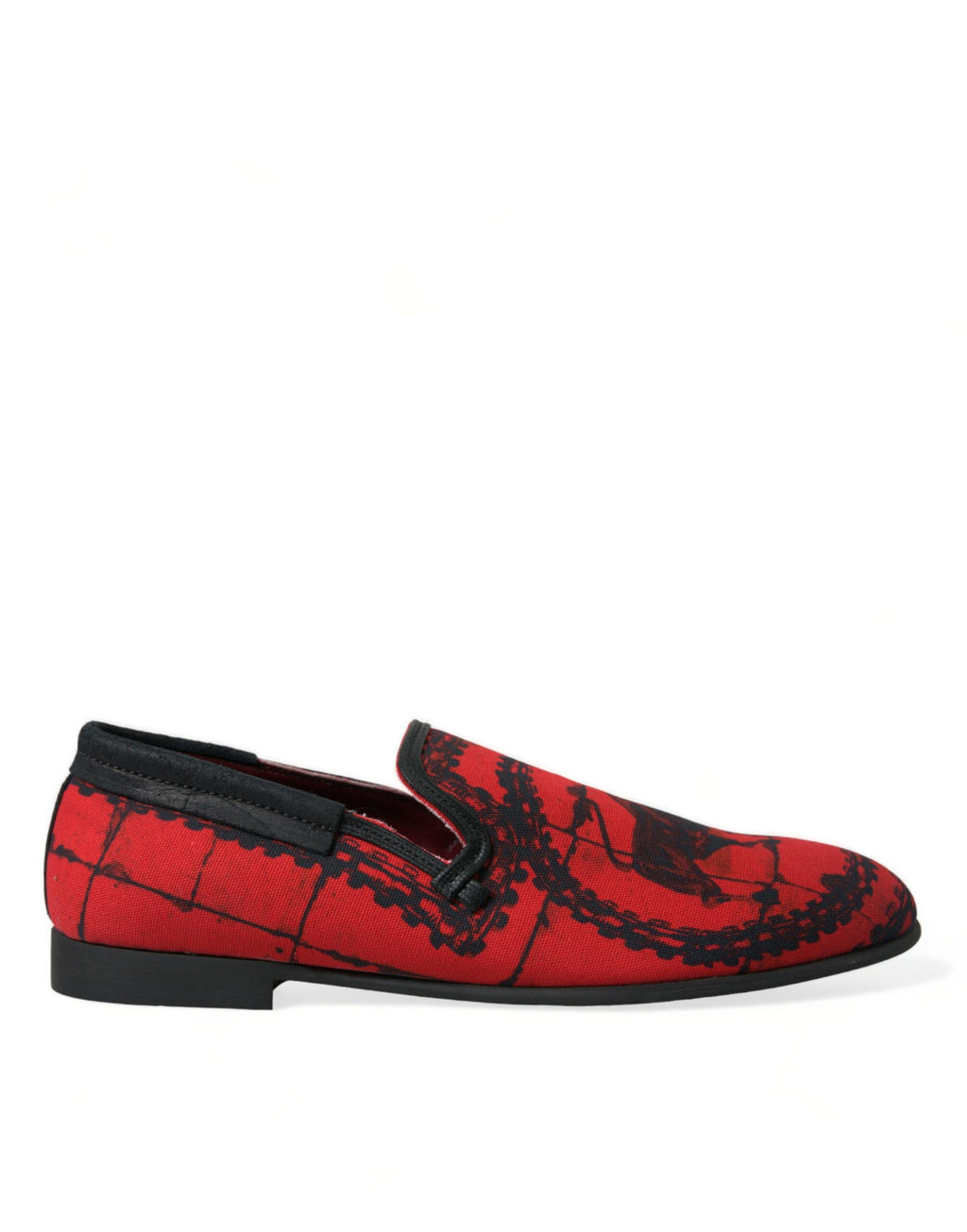 Mocassins pour hommes Dolce & Gabbana Torero en rouge et noir, chaussons élégants avec motif de torero.