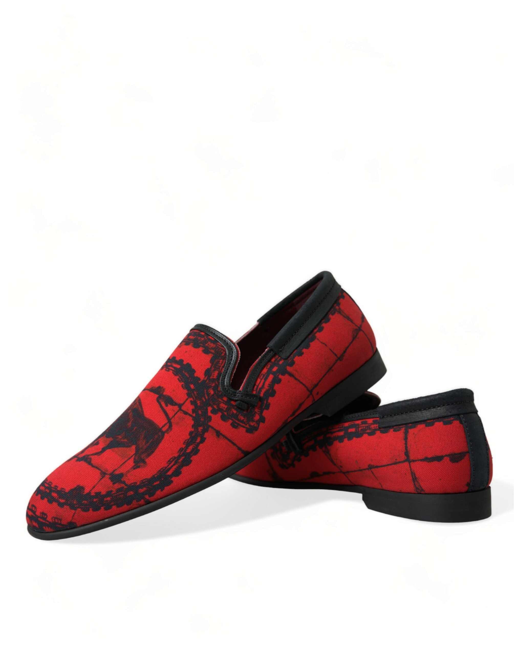 Mocassins Dolce & Gabbana Torero en rouge et noir pour hommes, chaussures élégantes en cuir avec design sophistiqué.
