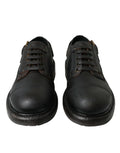 Chaussures Derby homme en cuir marron Dolce & Gabbana avec lacets, chaussures de ville élégantes en cuir brun.