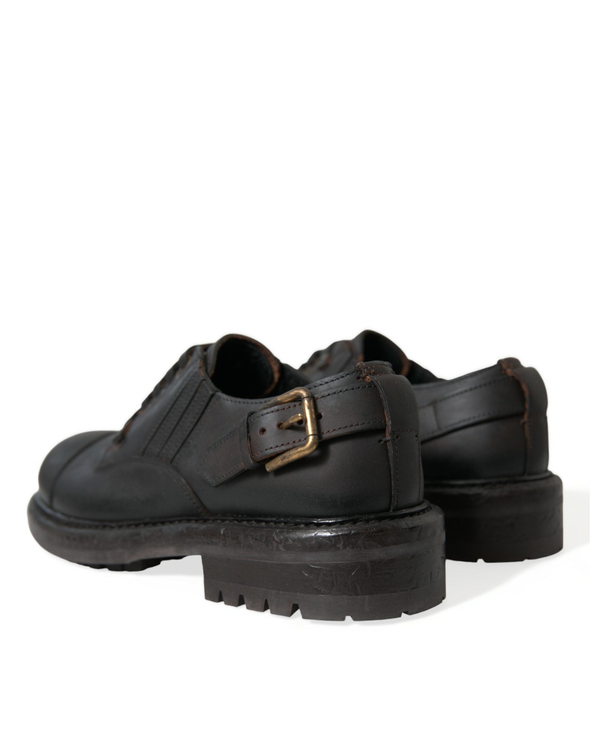 Chaussures Derby homme en cuir marron Dolce & Gabbana, lacets, élégantes chaussures de costume en cuir.