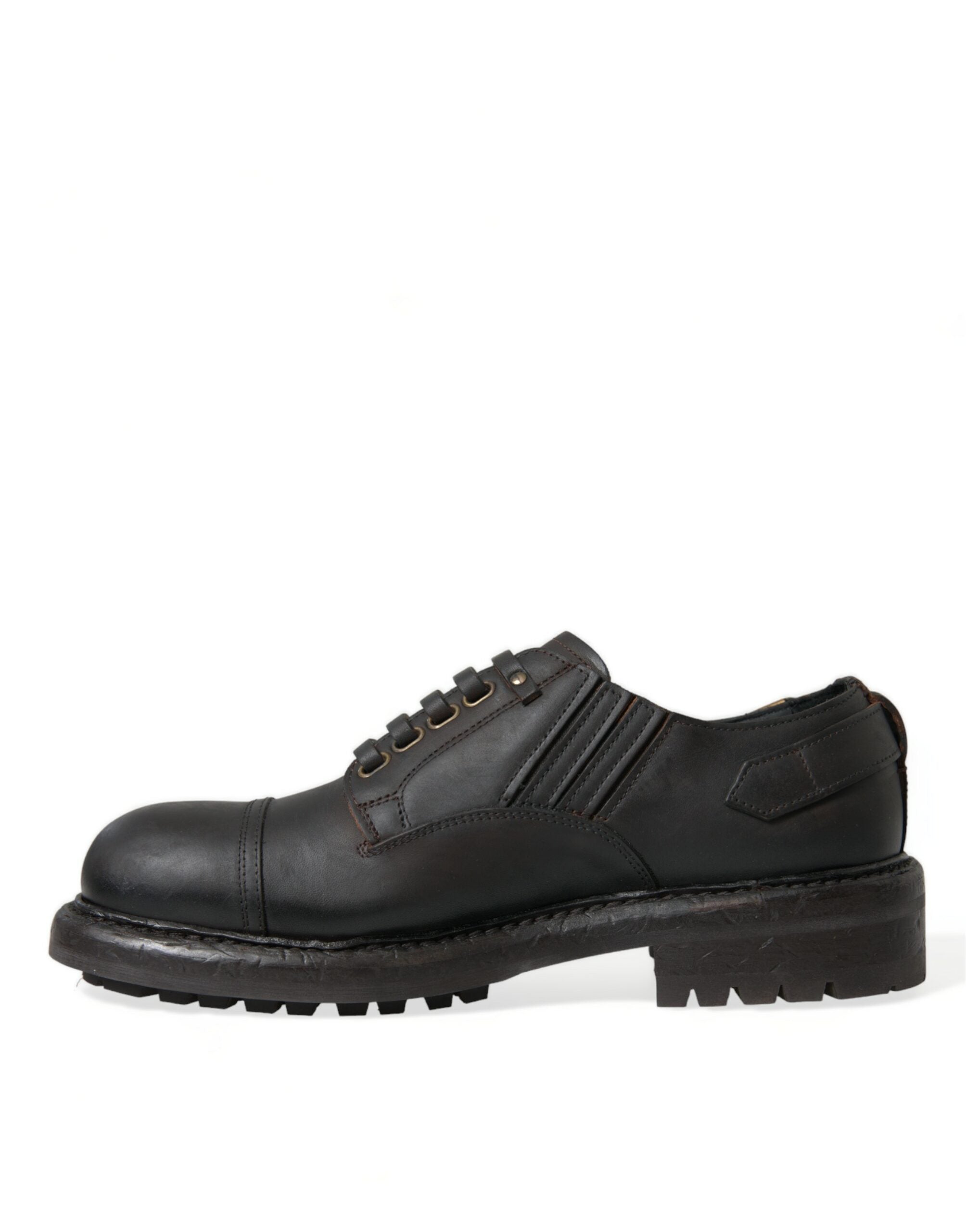 Chaussures derby pour homme en cuir brun de Dolce & Gabbana, chaussures à lacets élégantes et sophistiquées.