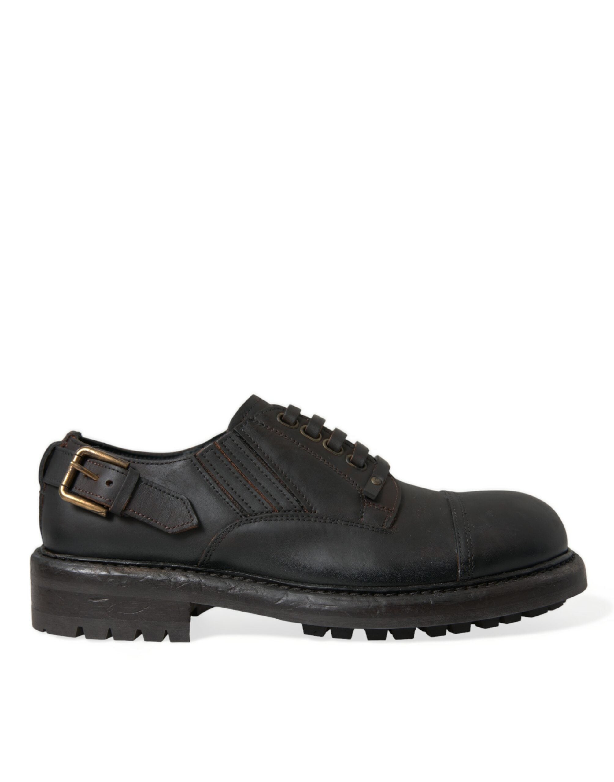 Chaussures Derby en cuir marron Dolce & Gabbana pour homme avec lacets, style élégant et sophistiqué.