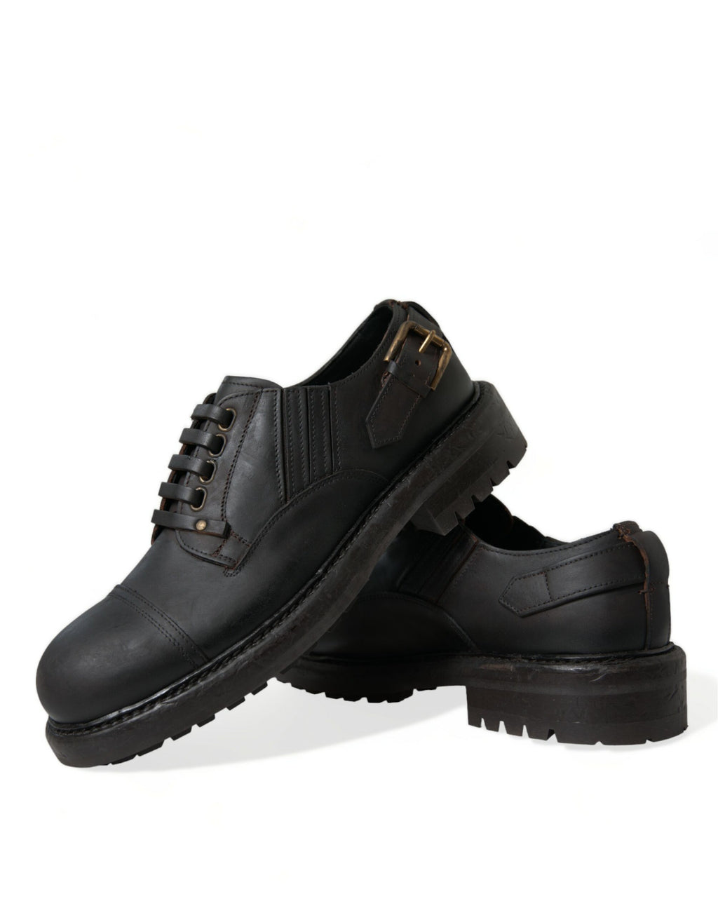 Chaussures derby pour homme en cuir marron Dolce & Gabbana, lacets, style élégant et classique.