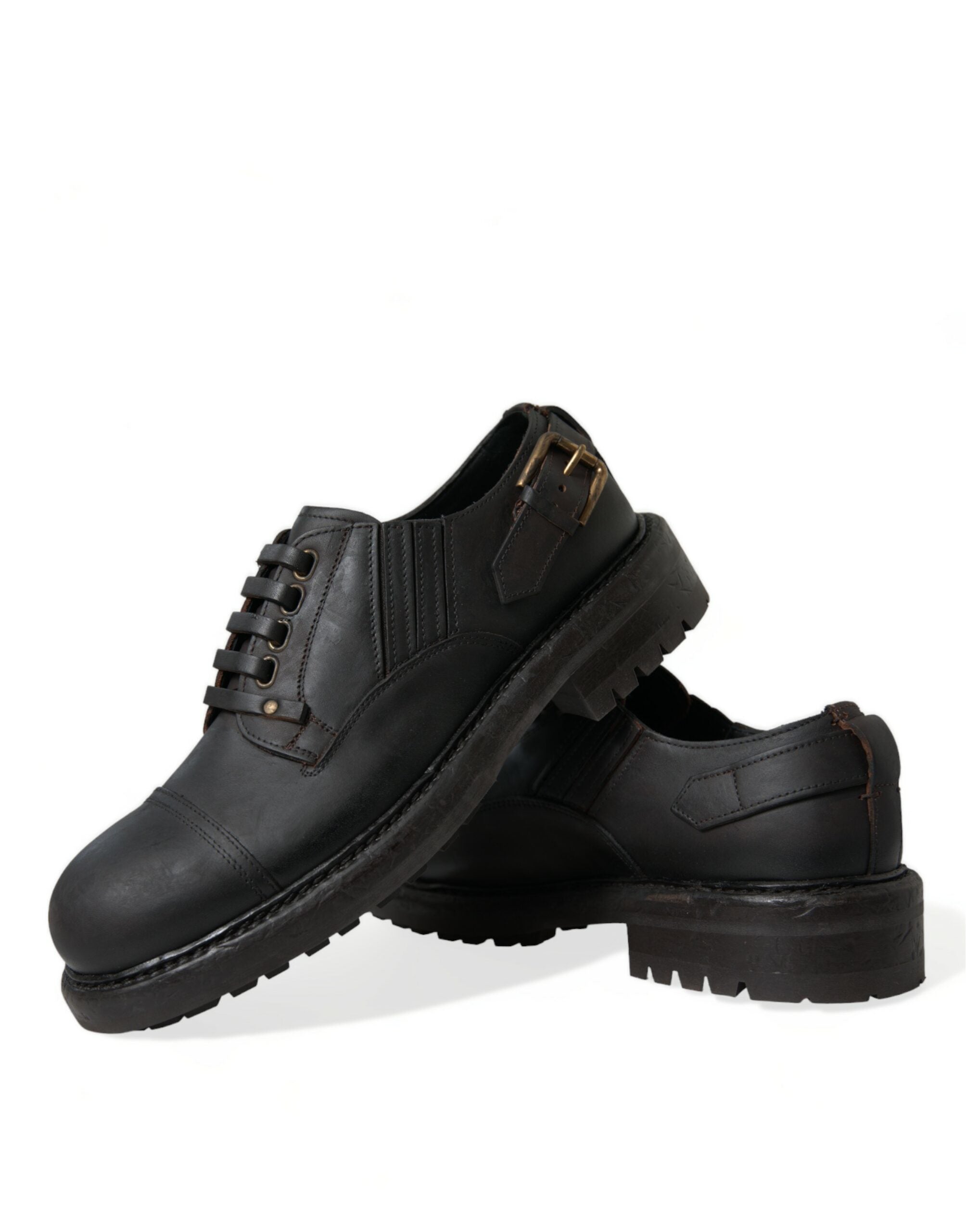 Chaussures derby pour homme en cuir marron Dolce & Gabbana, lacets, style élégant et classique.
