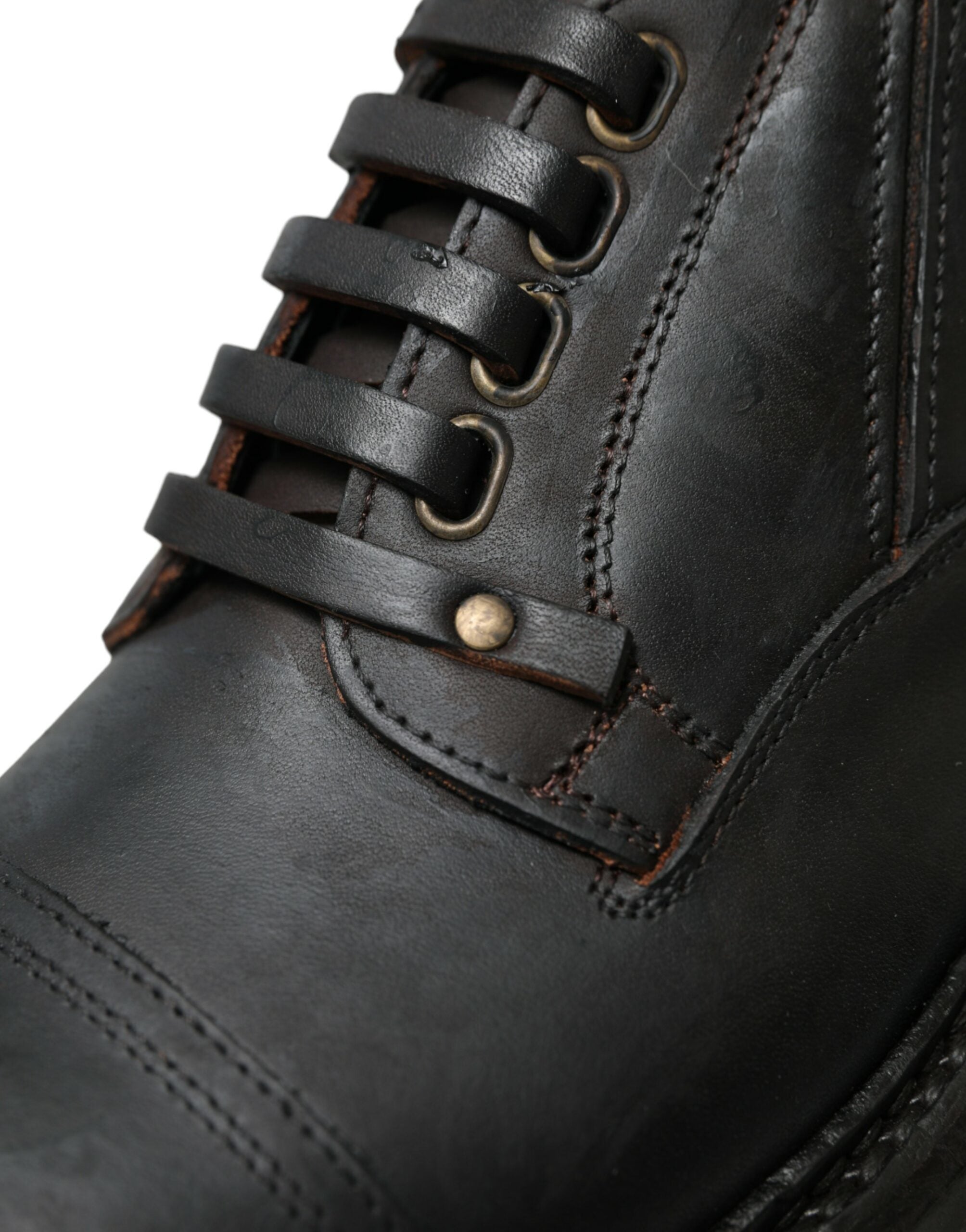 Chaussures Derby pour homme en cuir marron Dolce & Gabbana, lace-up élégantes et sophistiquées.