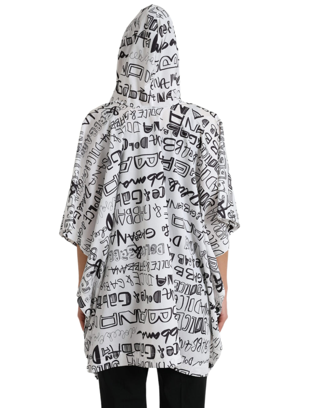 T-shirt à capuche blanc Dolce & Gabbana avec logo imprimé, style décontracté, en coton, vue de face.