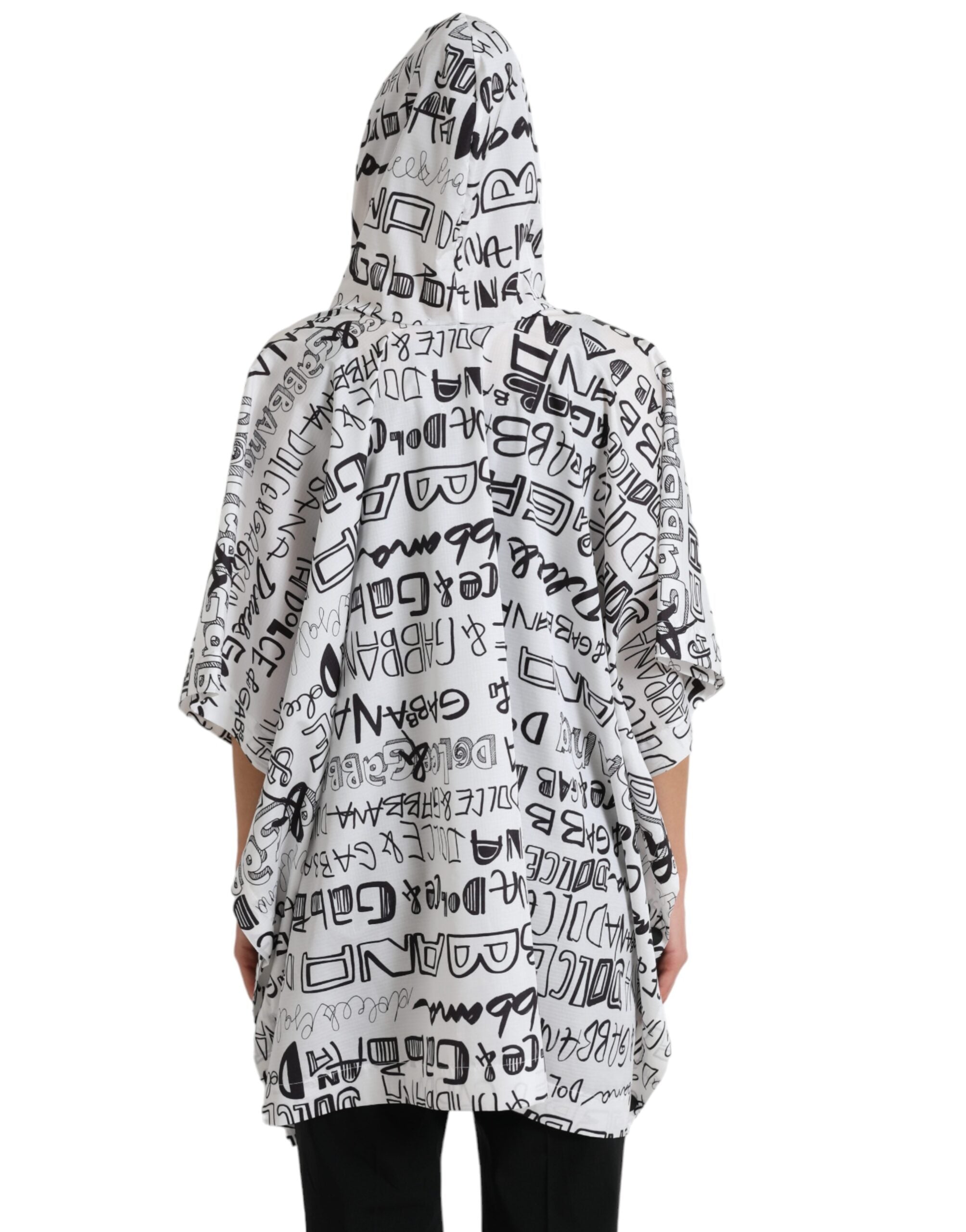 T-shirt à capuche blanc Dolce & Gabbana avec logo imprimé, style décontracté, en coton, vue de face.
