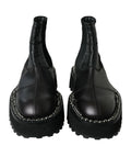 Chaussures Chelsea noires en cuir stretch de Dolce & Gabbana, bottines slip-on élégantes pour homme.