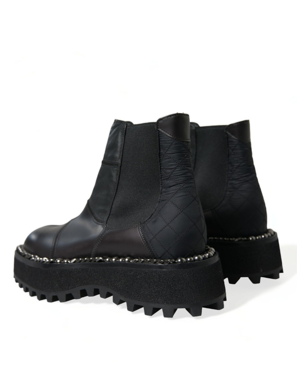 Chaussures Chelsea noires en cuir stretch de Dolce & Gabbana, chaussures slip-on élégantes et confortables pour homme.