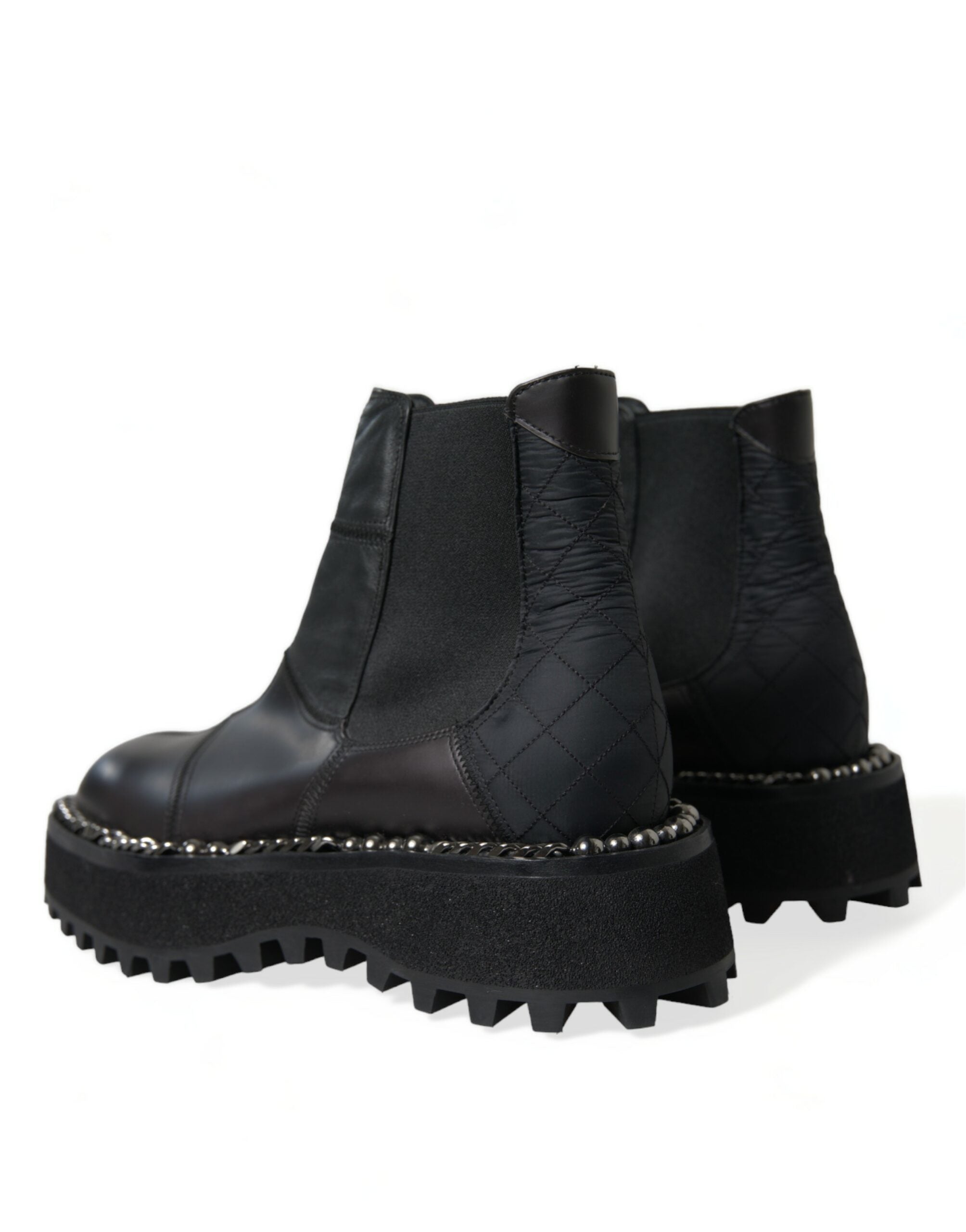 Chaussures Chelsea noires en cuir stretch de Dolce & Gabbana, chaussures slip-on élégantes et confortables pour homme.