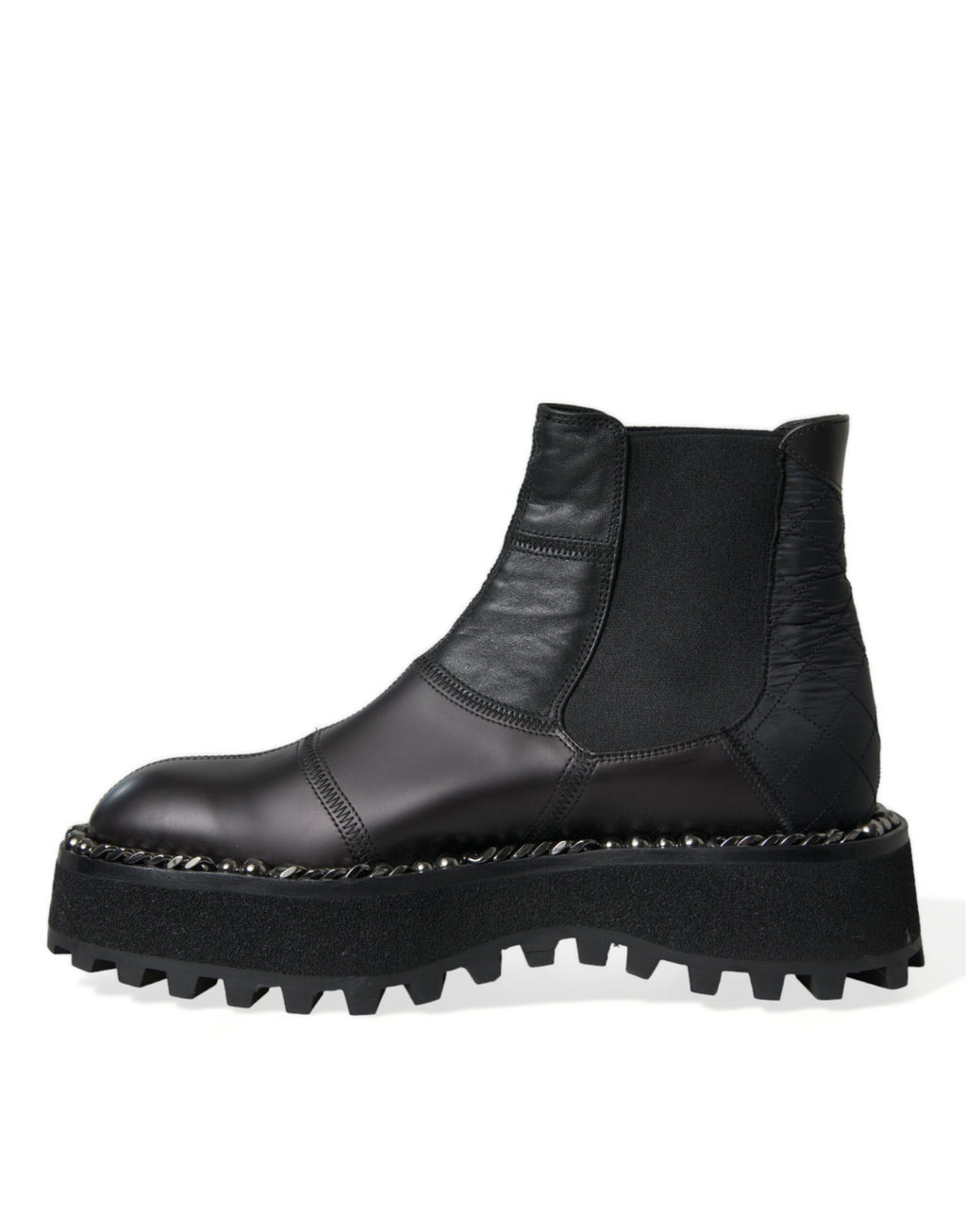Chaussures Chelsea Dolce & Gabbana en cuir noir, slip-on, à stretch, style élégant et moderne.