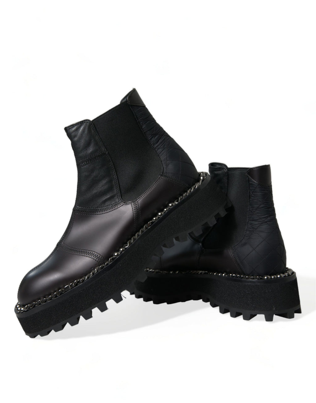 Chaussures Chelsea noires en cuir stretch de Dolce & Gabbana, slip-on élégantes et modernes pour homme.