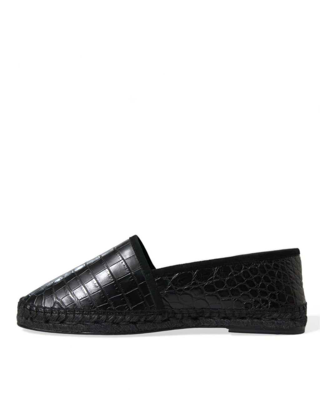 Espadrilles Dolce & Gabbana en cuir exotique noir, chaussures slip-on élégantes et confortables.