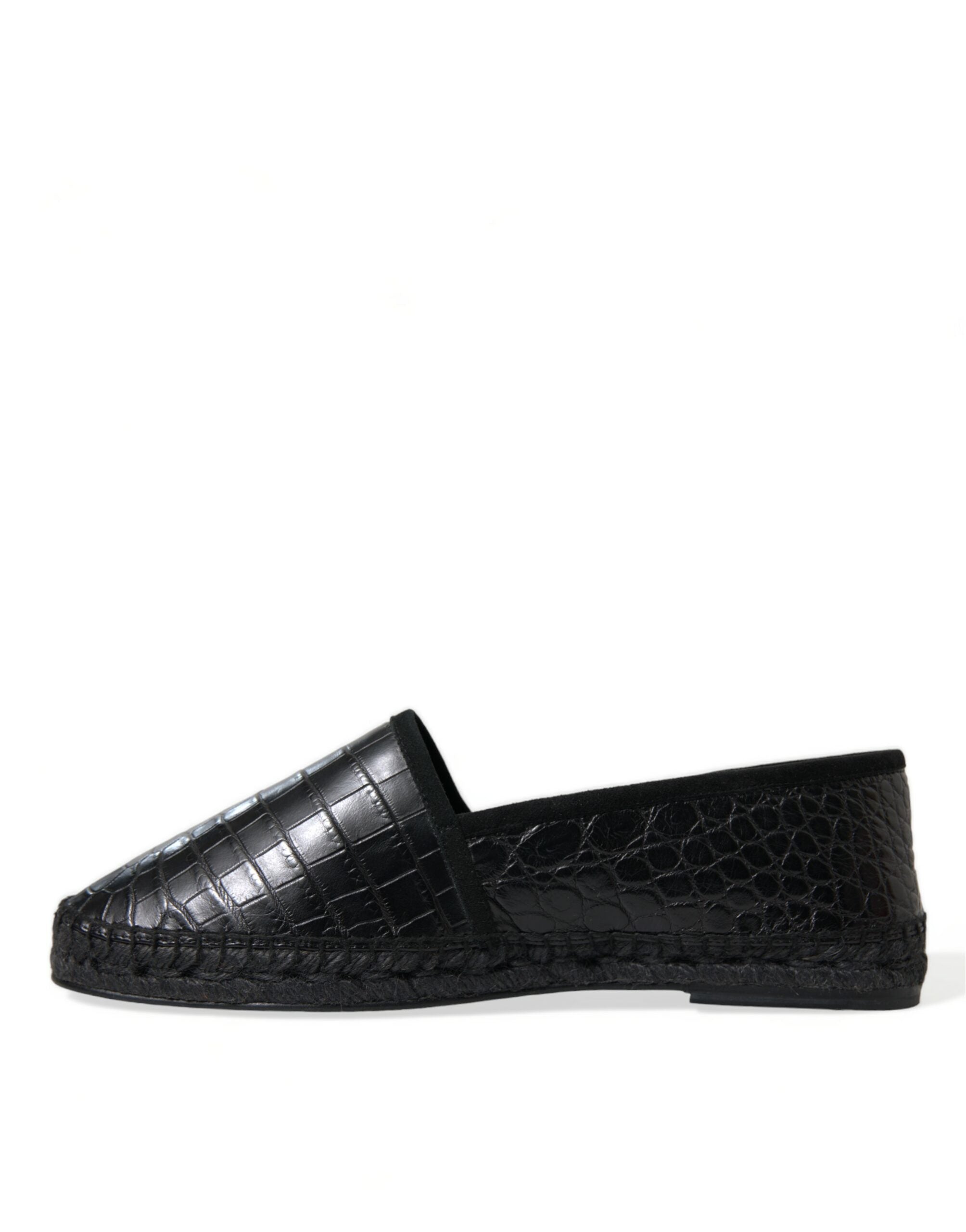 Espadrilles Dolce & Gabbana en cuir exotique noir, chaussures slip-on élégantes et confortables.