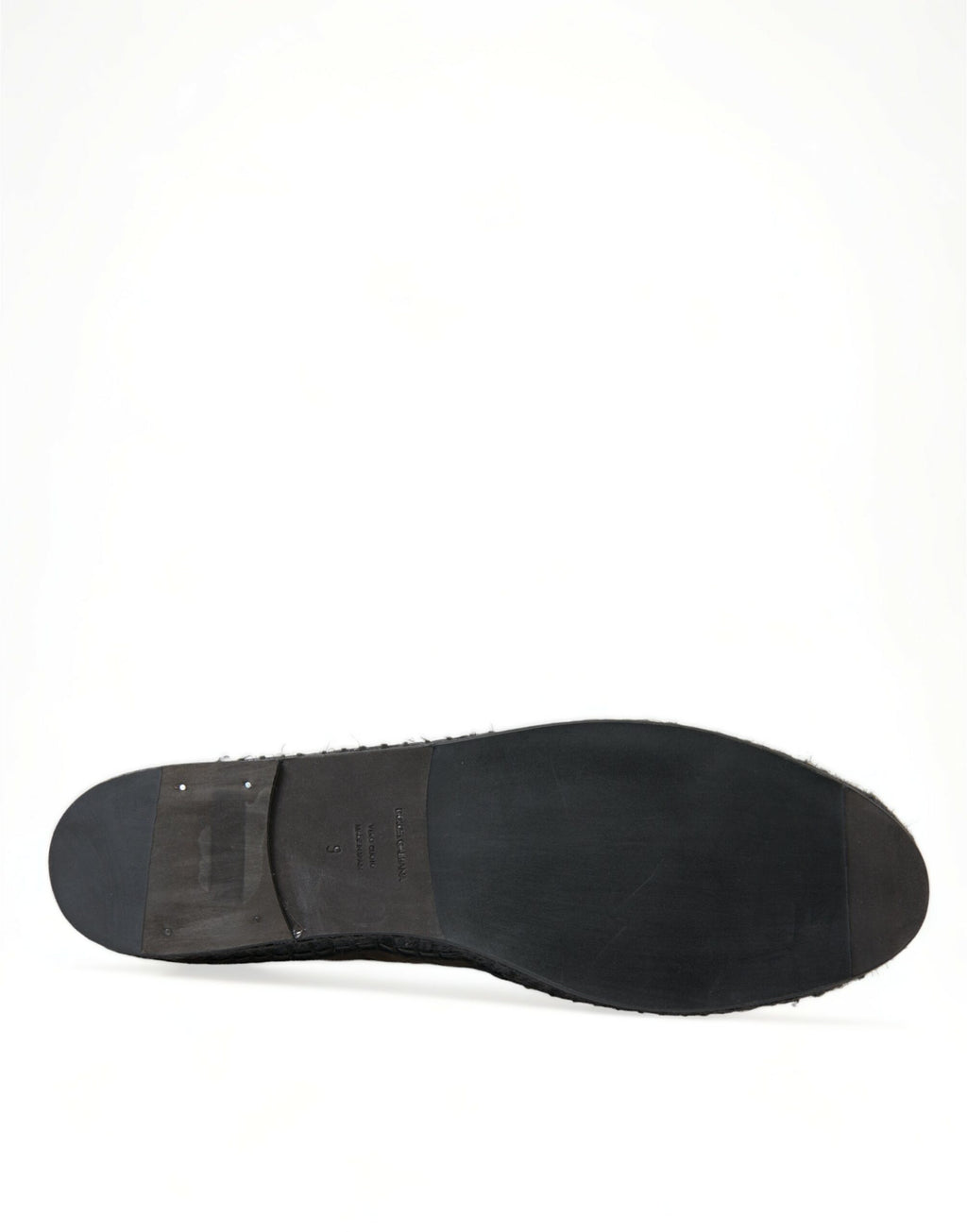 Espadrilles noires Dolce & Gabbana en cuir exotique, chaussures à enfiler élégantes et confortables pour homme.